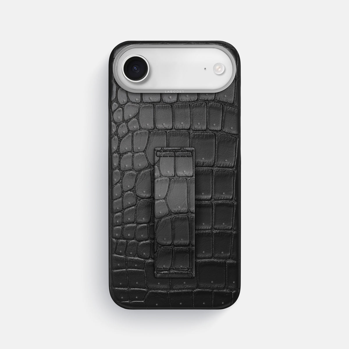Finger Case For iPhone 17 Air In Porosus Crocodile -1 | Black-Steel