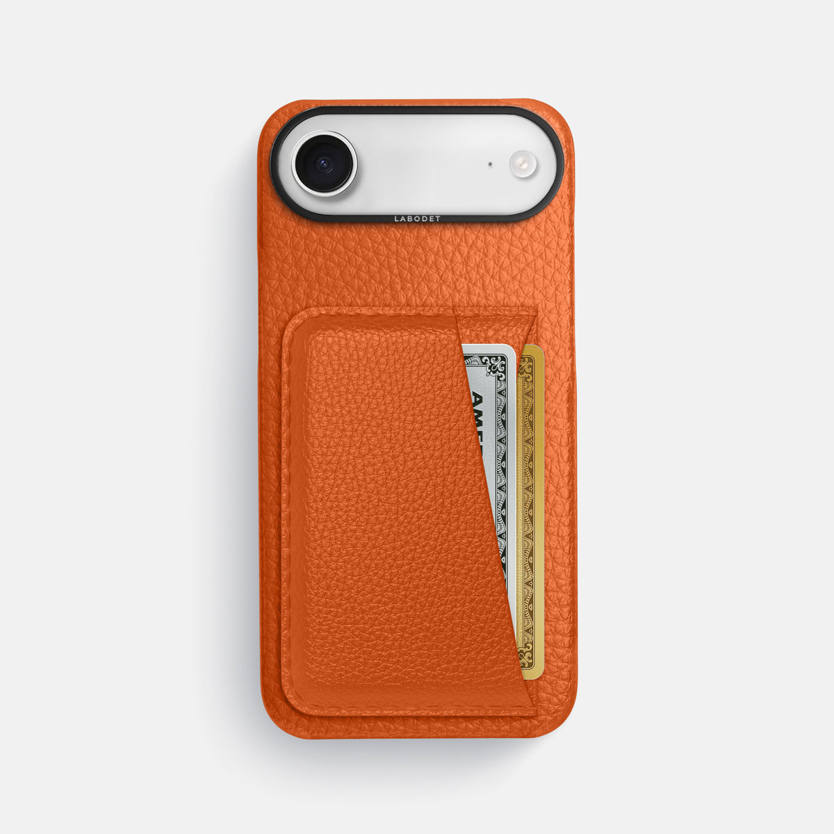 Double Card Case For iPhone 17 Air In Calf -1 | Orange-Black