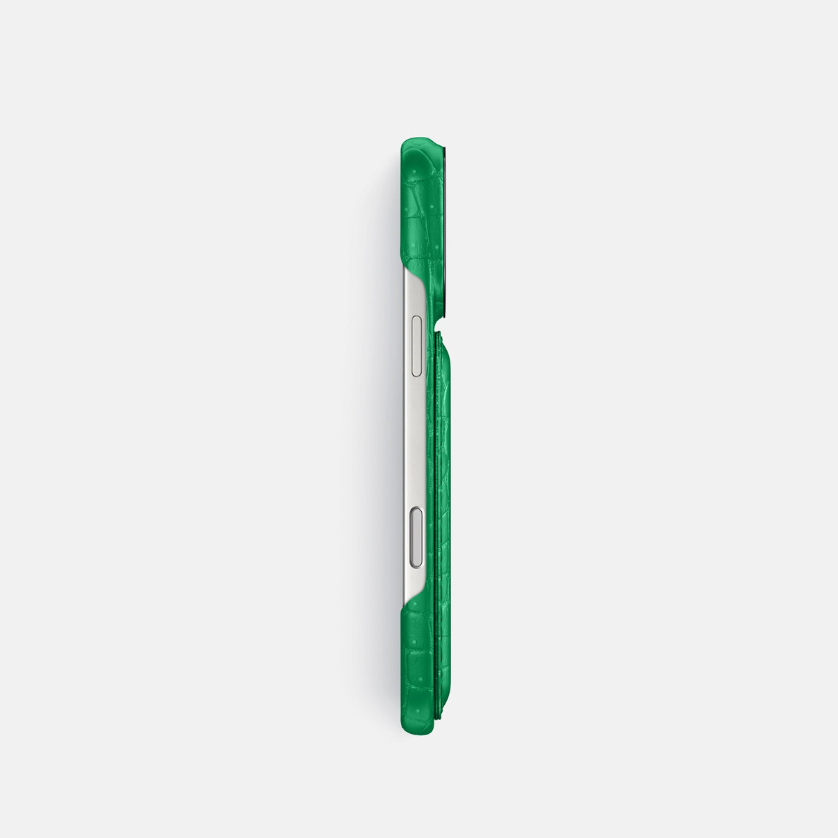 Double Card Case For iPhone 18 Pro In Porosus Crocodile -3 | Cactus-Green-Black