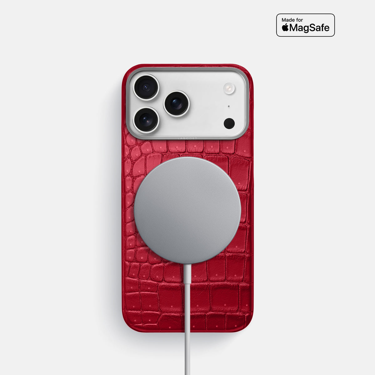 Classic Case For iPhone 17 Pro In Porosus Crocodile -5 | Burgundy-Steel