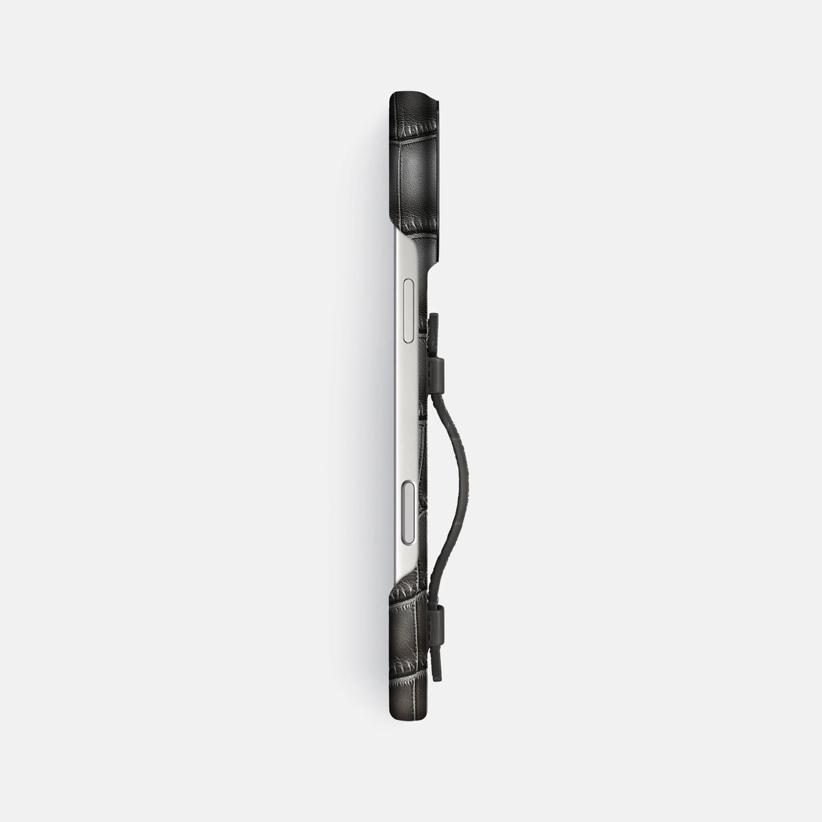 Center Handle For iPhone 18 Pro Max In Patina Alligator -2 | Grey-Black