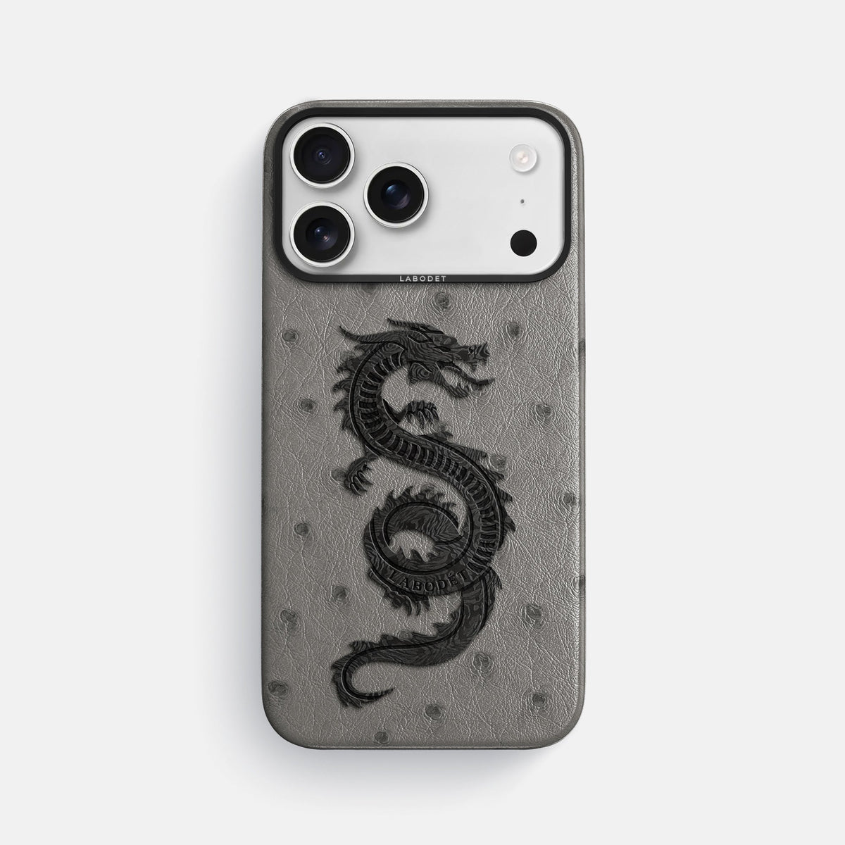 Classic Case With Carbon Dragon For iPhone 18 Pro Max In Ostrich -1 | Grey-Black