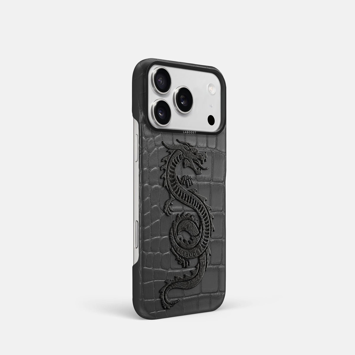 Classic Case With Carbon Dragon For iPhone 18 Pro In Alligator -2 | Grey-Black