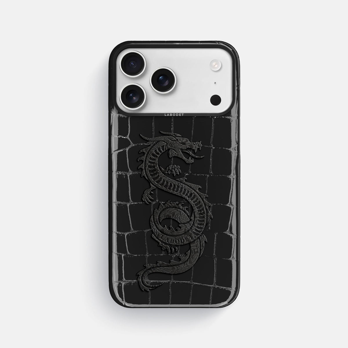 Classic Case With Carbon Dragon For iPhone 18 Pro Max In Shiny Alligator -1 | Black-Black