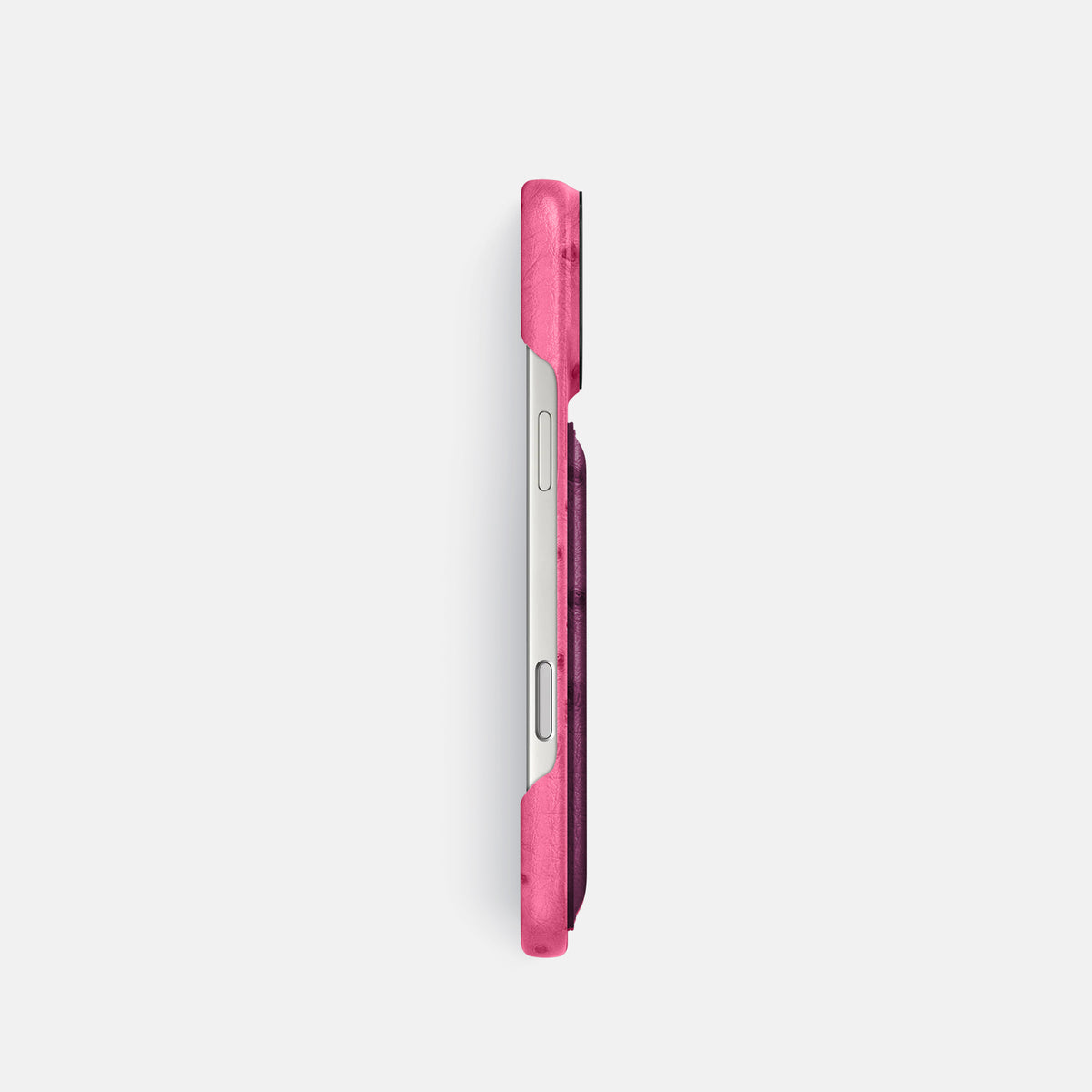 Double Card Case Coloré For iPhone 17 Pro In Ostrich -3 | Pink-Black