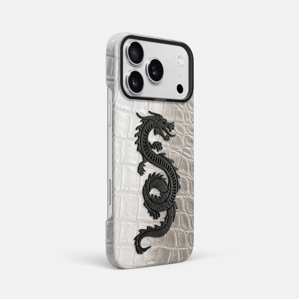 Classic Case With Carbon Dragon For iPhone 18 Pro Max In Himalayan Crocodile -2 | Grey-Black