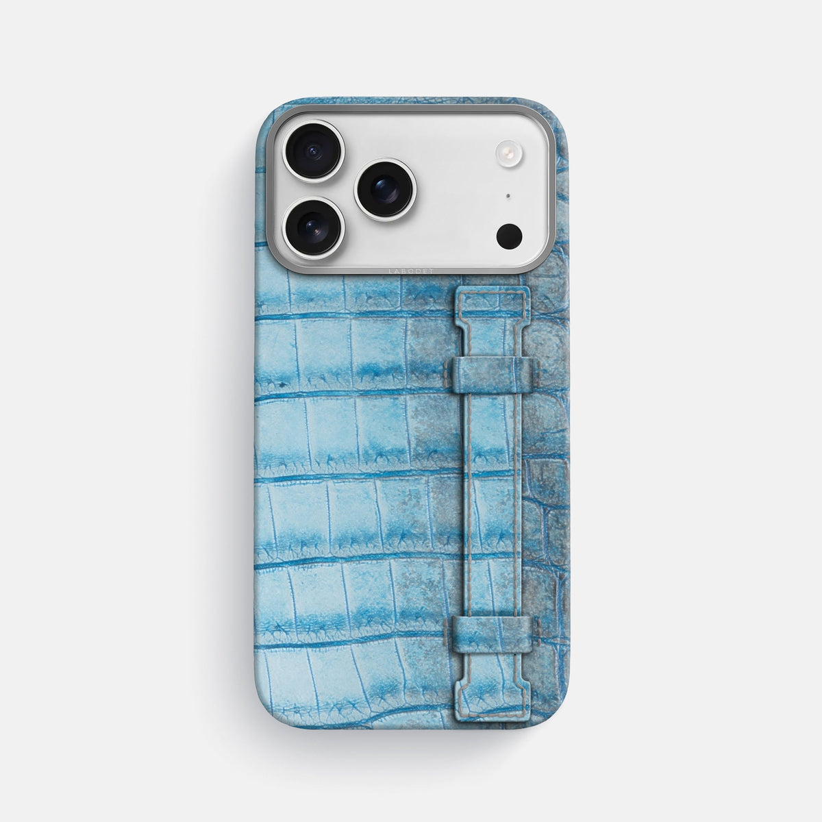 Handle Case For iPhone 18 Pro Max In Himalayan Crocodile -1 | Ice-Blue-Steel
