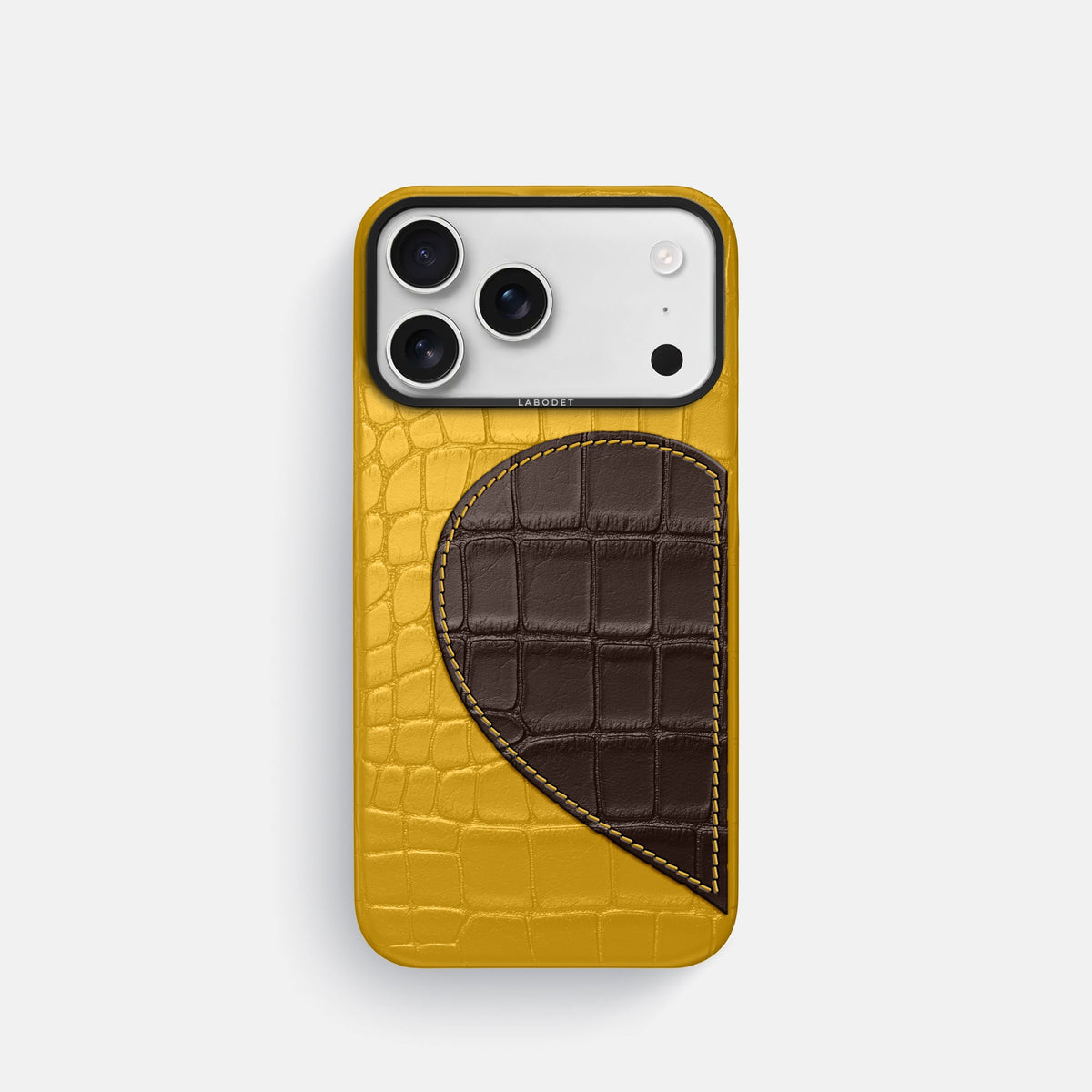 Classic Case With Half Heart - Left For iPhone 18 Pro In Alligator -1 | Yellow-Black