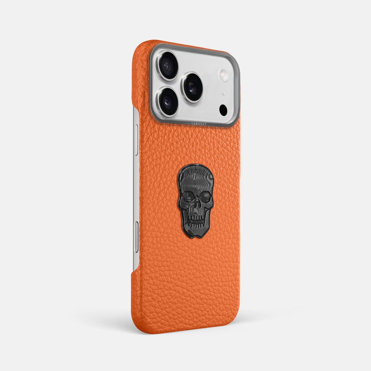Classic Case With Carbon Skull For iPhone 17 Pro Max In Calf -2 | Orange-Steel
