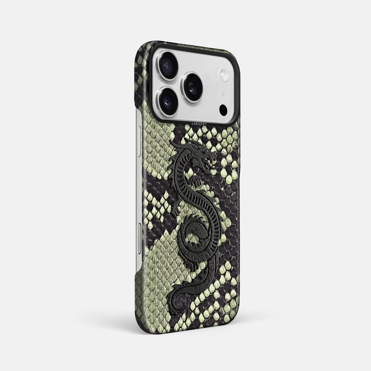 Classic Case With Carbon Dragon For iPhone 18 Pro Max In Deluxe Python -2 | Army-Green-Black