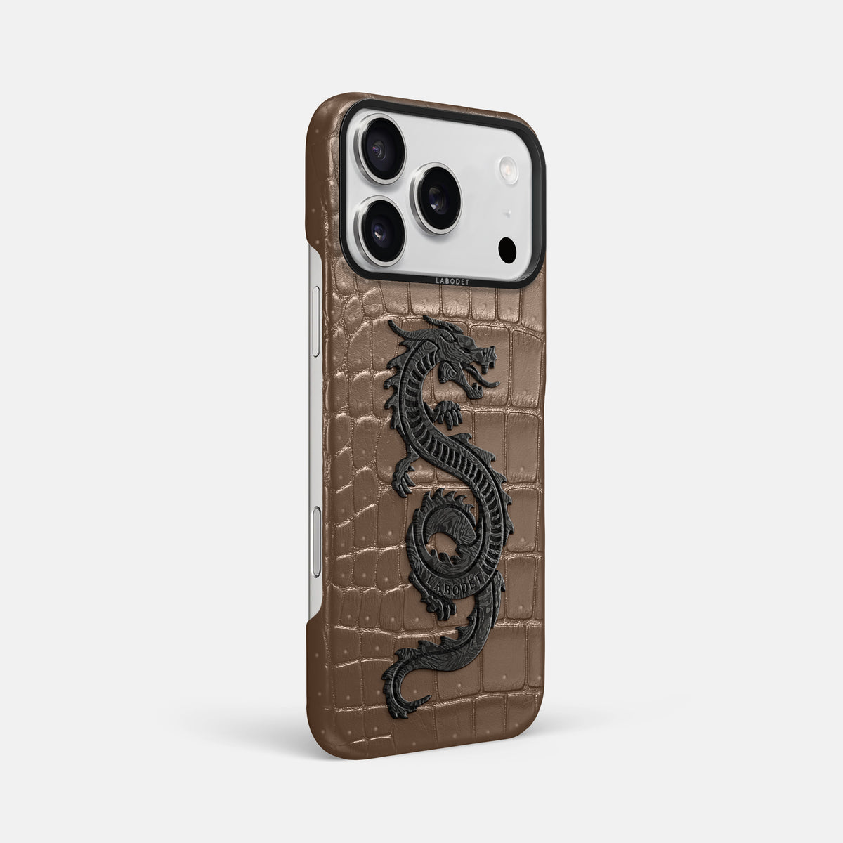 Classic Case With Carbon Dragon For iPhone 17 Pro Max In Porosus Crocodile -2 | Fur-Brown-Black