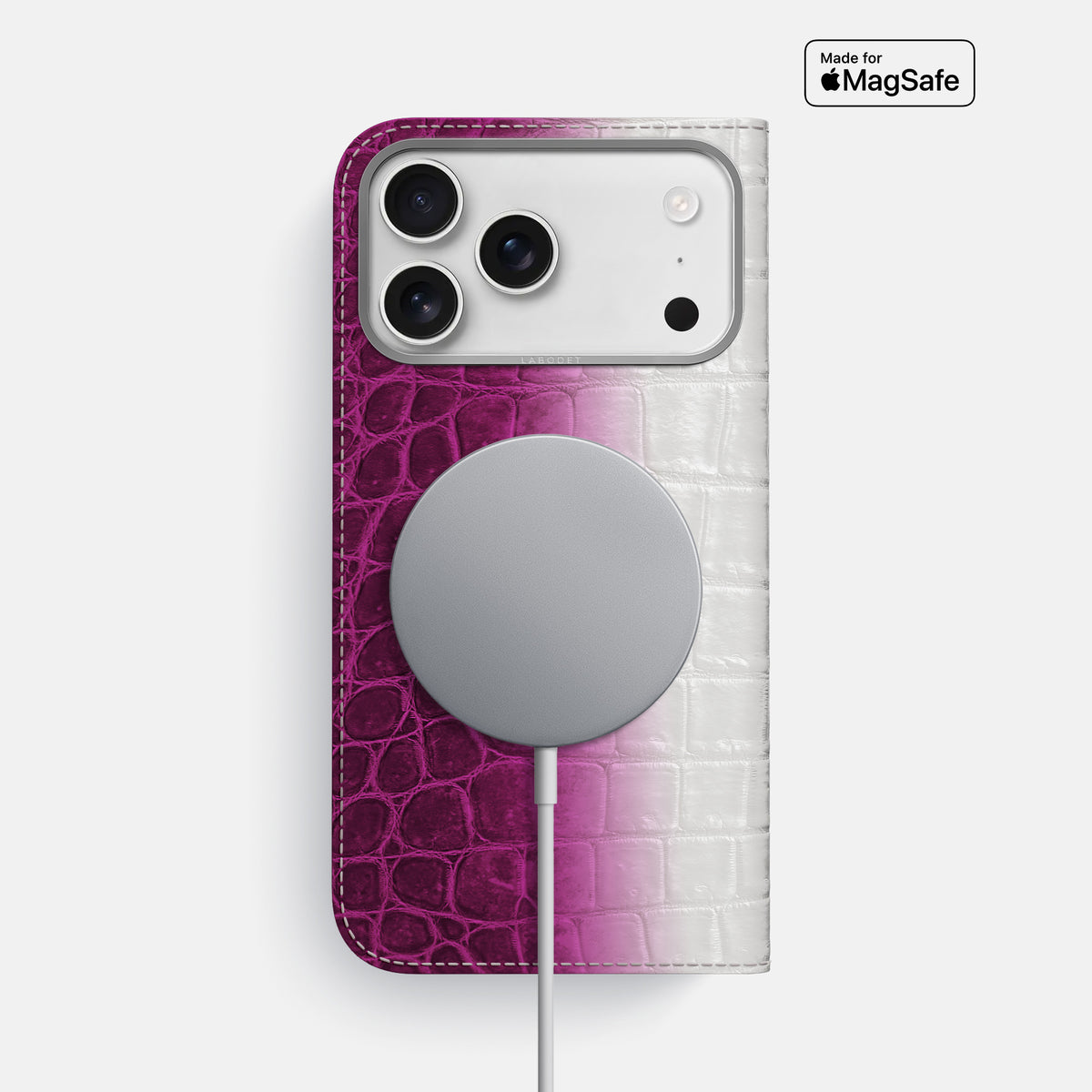 Folio Case For iPhone 17 Pro Max In Himalayan Crocodile -3 | Fuchsia-Steel