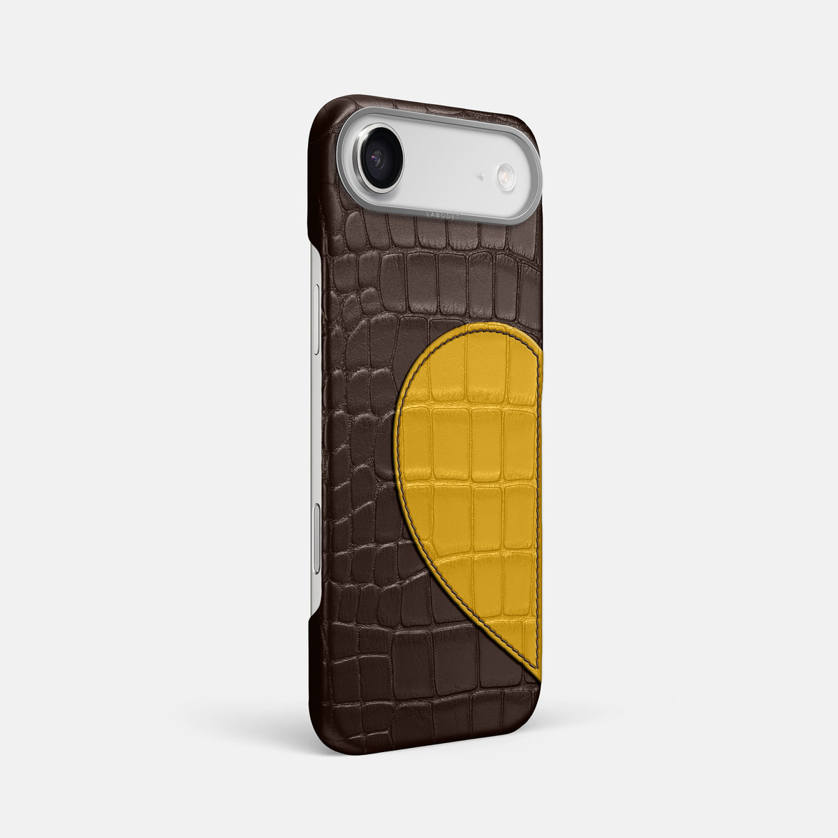 Classic Case With Half Heart - Left For iPhone 17 Air In Alligator -2 | Dark-Brown-Steel