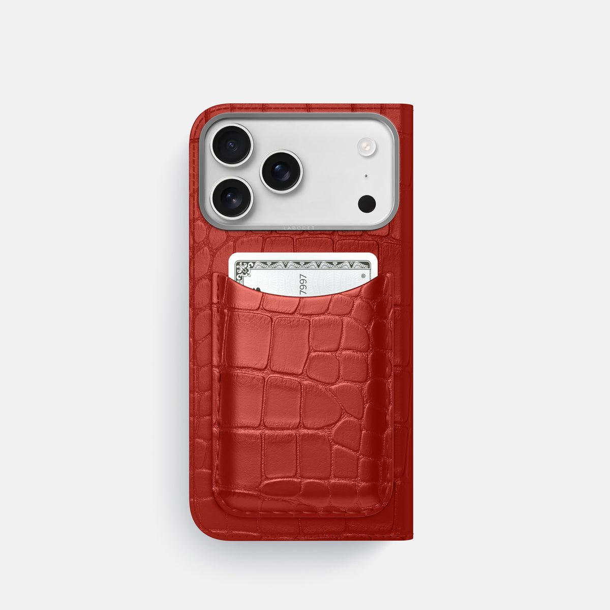 Folio Case with Card For iPhone 17 Pro In Alligator -3 | Red-Steel
