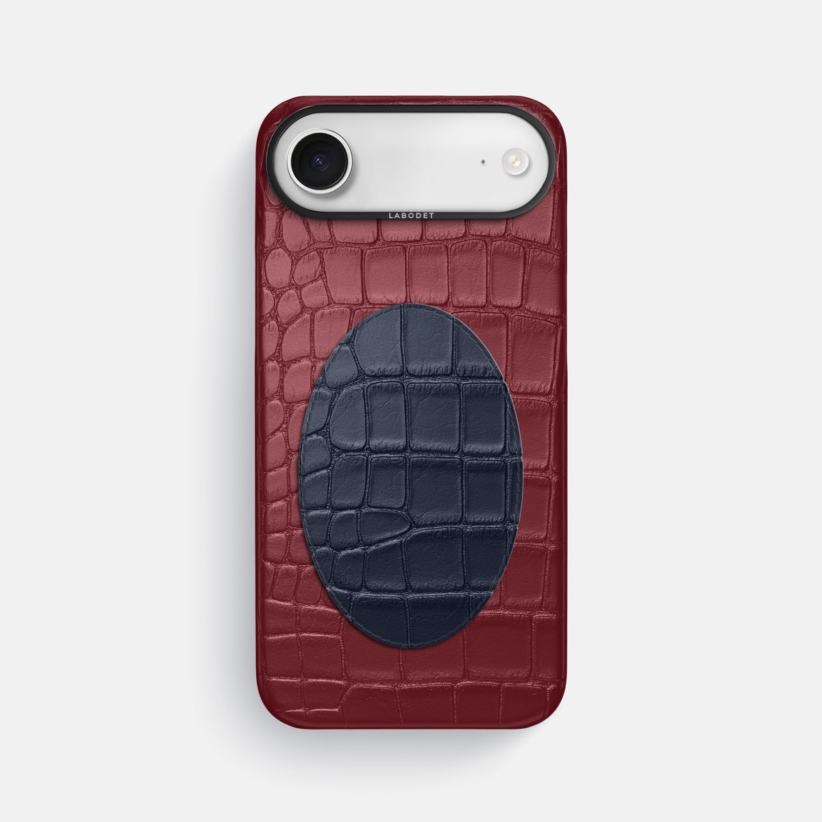 Classic Case With Oval For iPhone 17 Air In Alligator -1 | Burgundy-Black