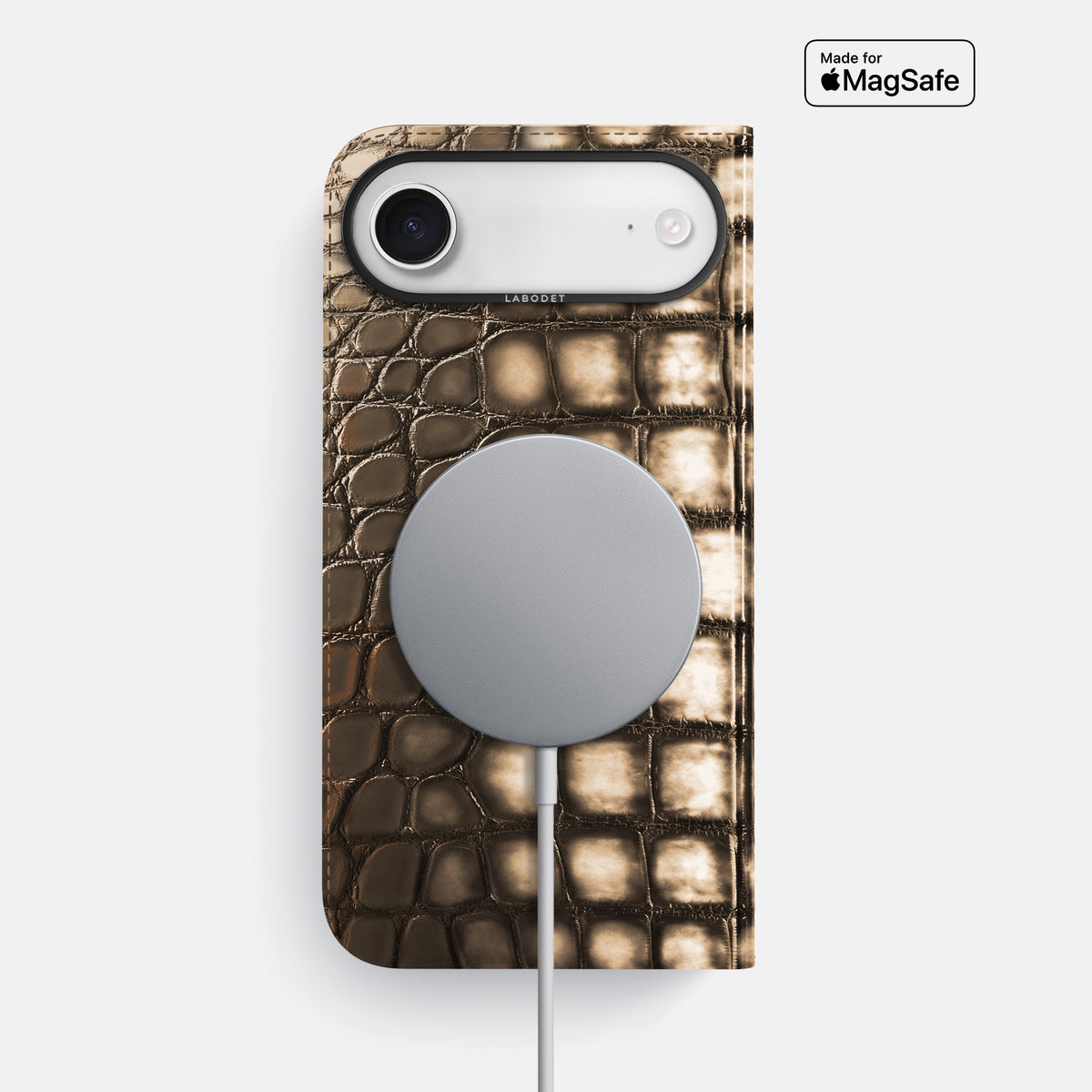 Folio Case For iPhone 17 Air In Patina Alligator -3 | Etoupe-Black