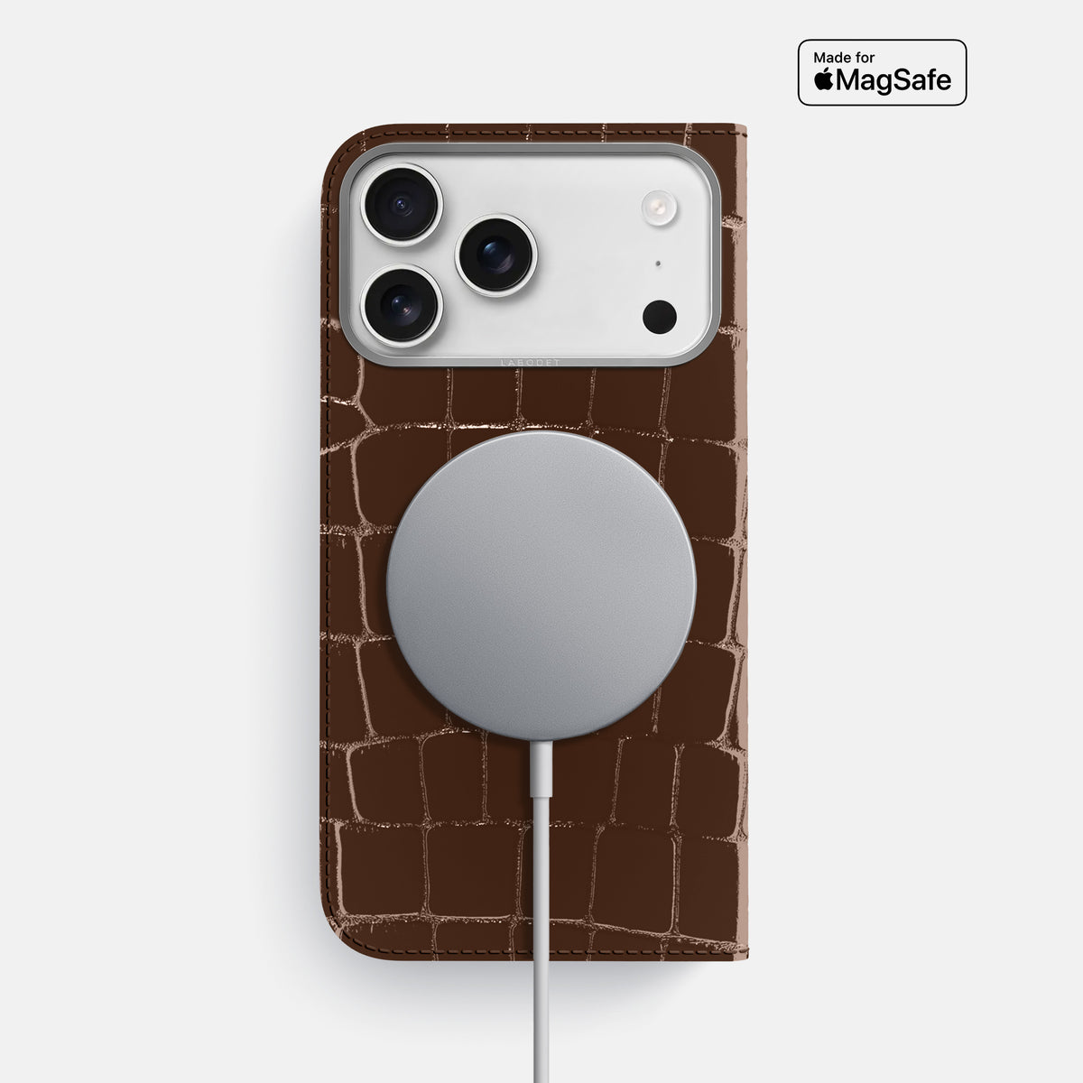 Folio Case For iPhone 17 Pro Max In Shiny Alligator -3 | Brown-Steel