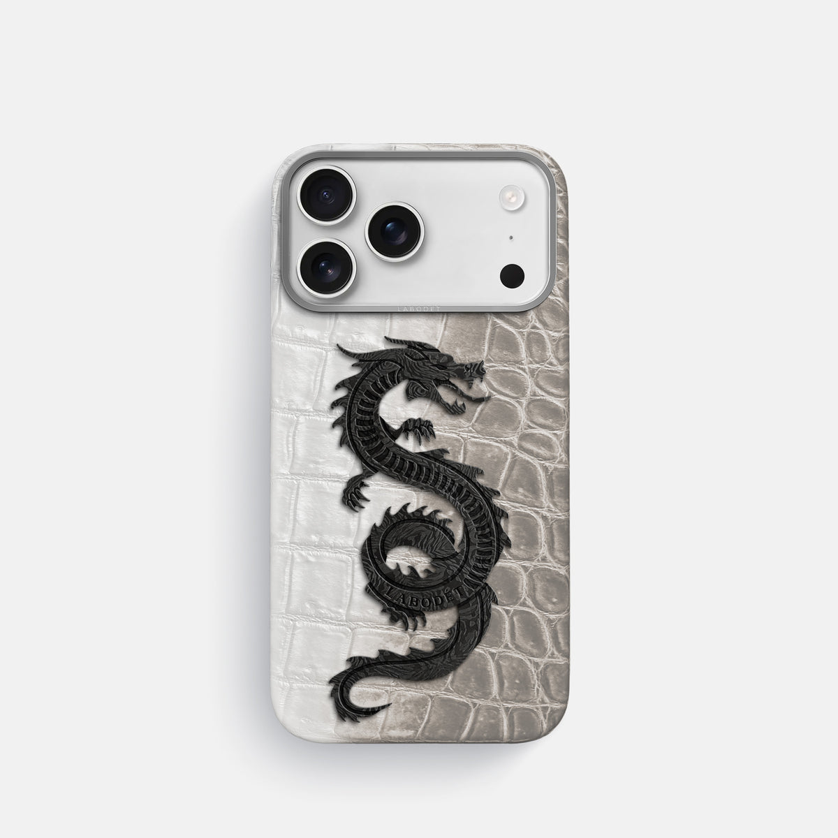 Classic Case With Carbon Dragon For iPhone 17 Pro In Himalayan Crocodile -1 | Grey-Steel
