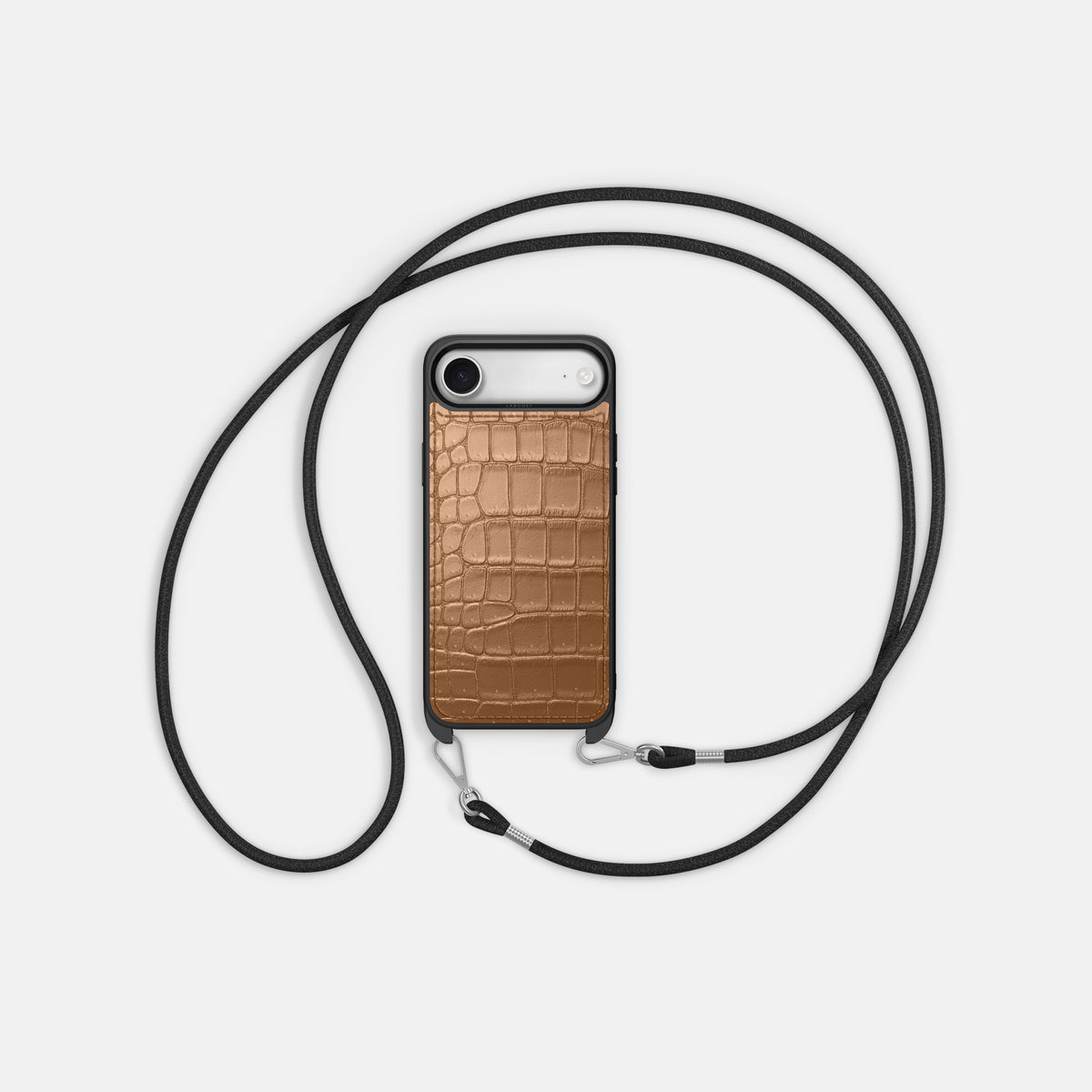 Crossbody Sport Case For iPhone 17 Air In Porosus Crocodile -5 | Milk-Chocolate