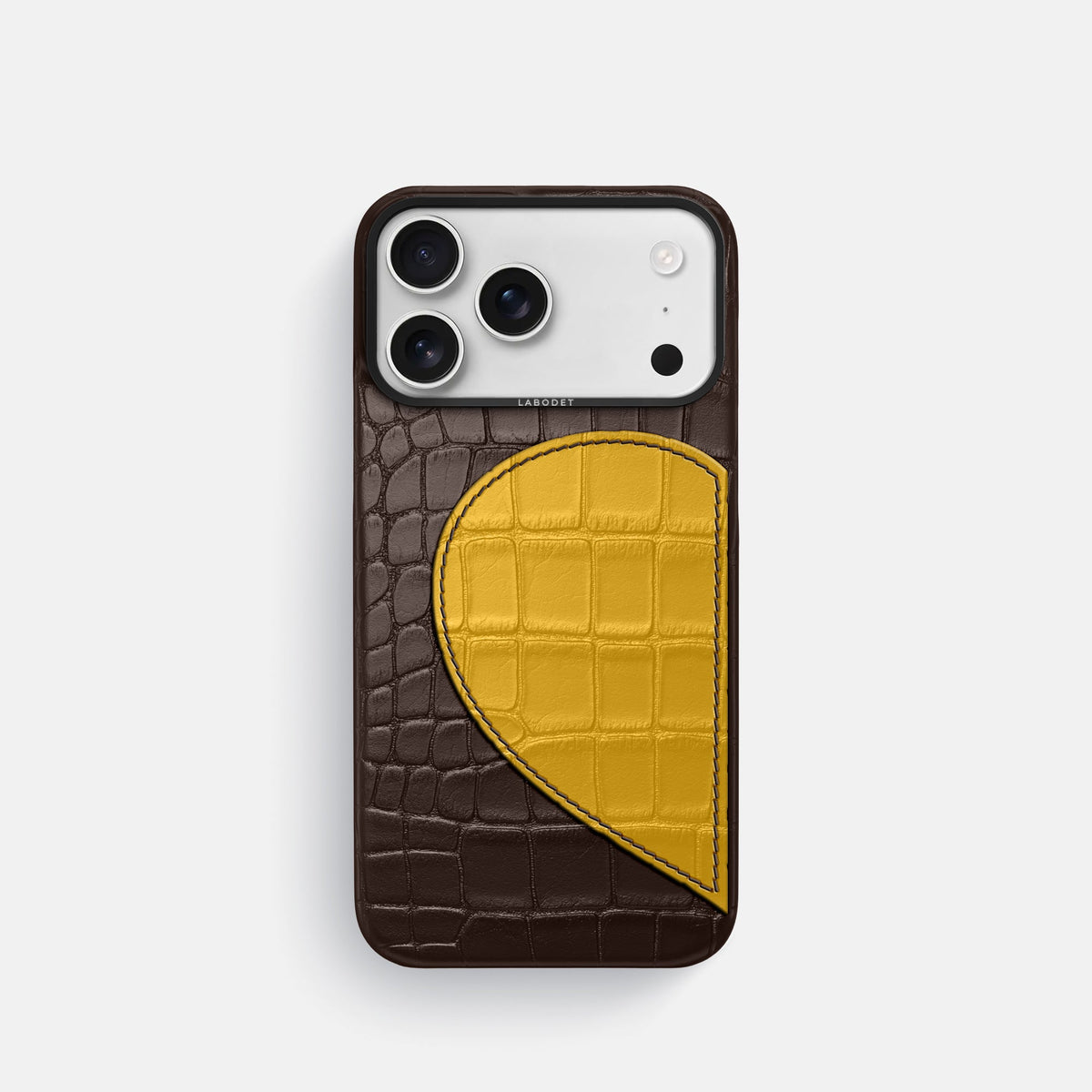 Classic Case With Half Heart - Left For iPhone 18 Pro In Alligator -1 | Dark-Brown-Black