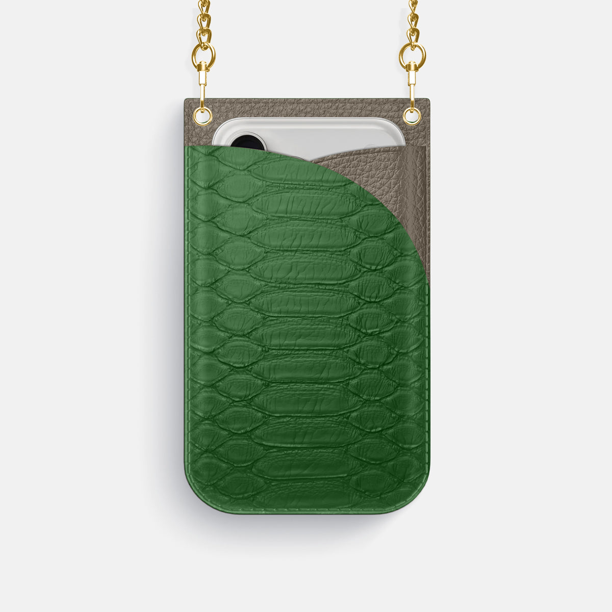 Crossbody Bag For iPhone 17 Pro In Python -1 | Green-Gold
