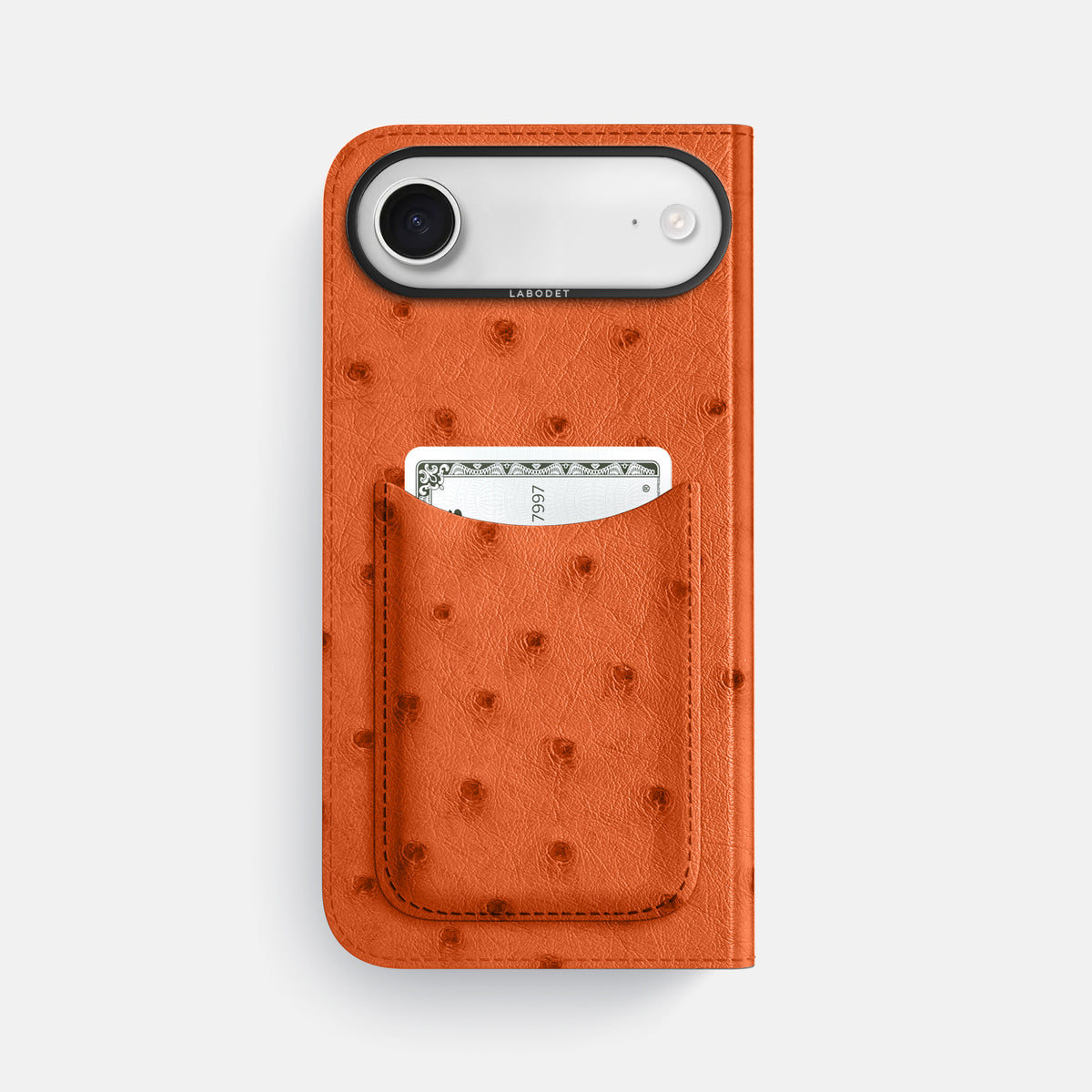 Folio Case with Card For iPhone 17 Air In Ostrich -3 | Orange-Black