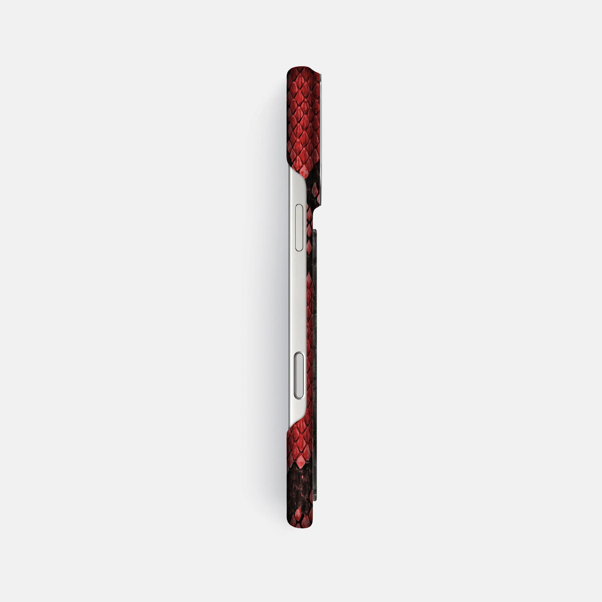 Classic Case With Carbon Dragon For iPhone 18 Pro Max In Deluxe Python -3 | Red-Steel
