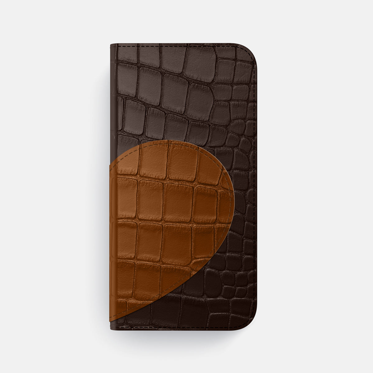 Folio Case With Heart For iPhone 17 Air In Alligator -4 | Dark-Brown-Steel
