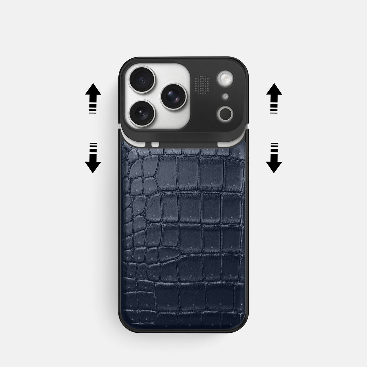 Metal Case For iPhone 17 Pro In Porosus Crocodile -2 | Deep-Blue-Sea-Black