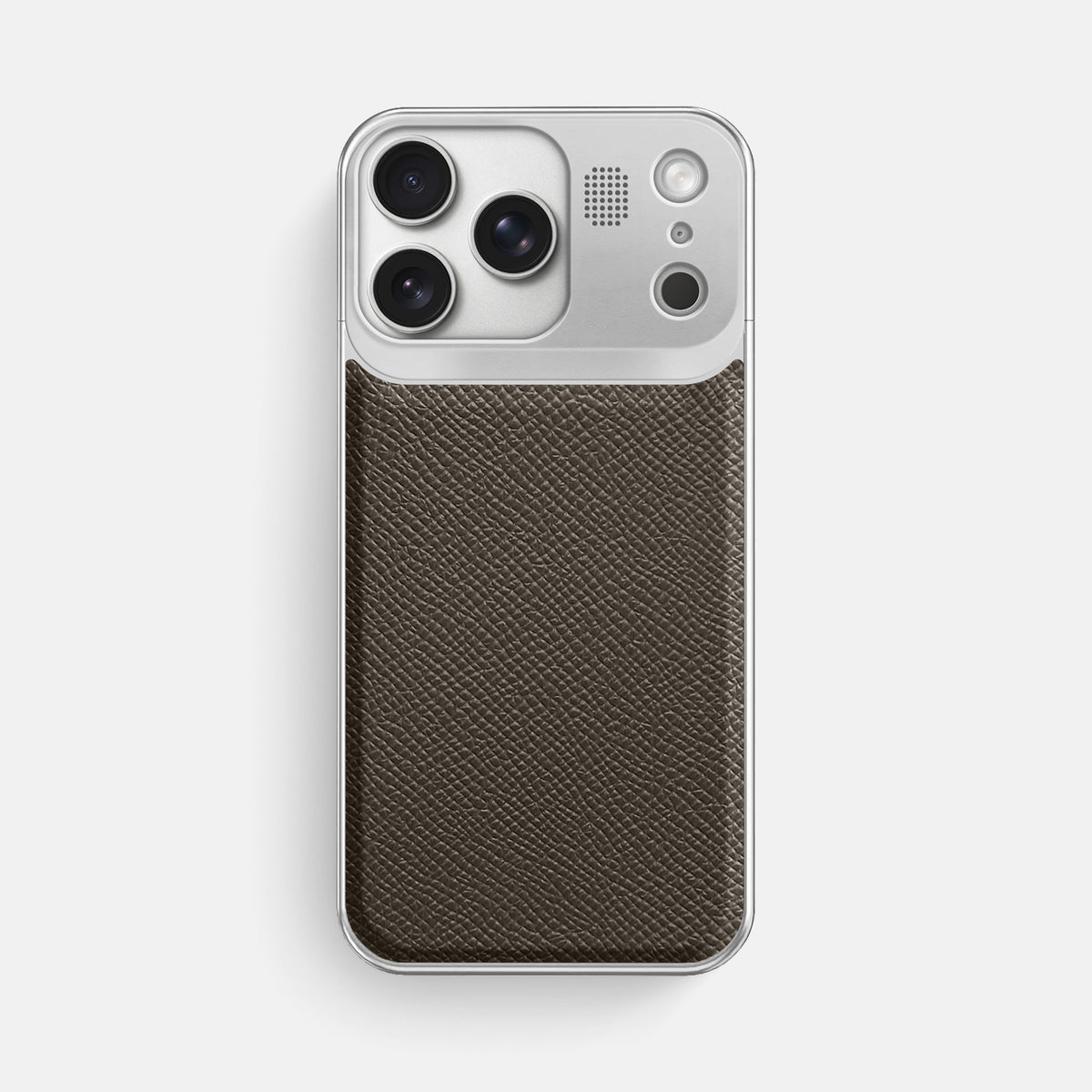 Metal Case For iPhone 17 Pro Max In Epsom-Style Calf -1 | Taupe-Steel