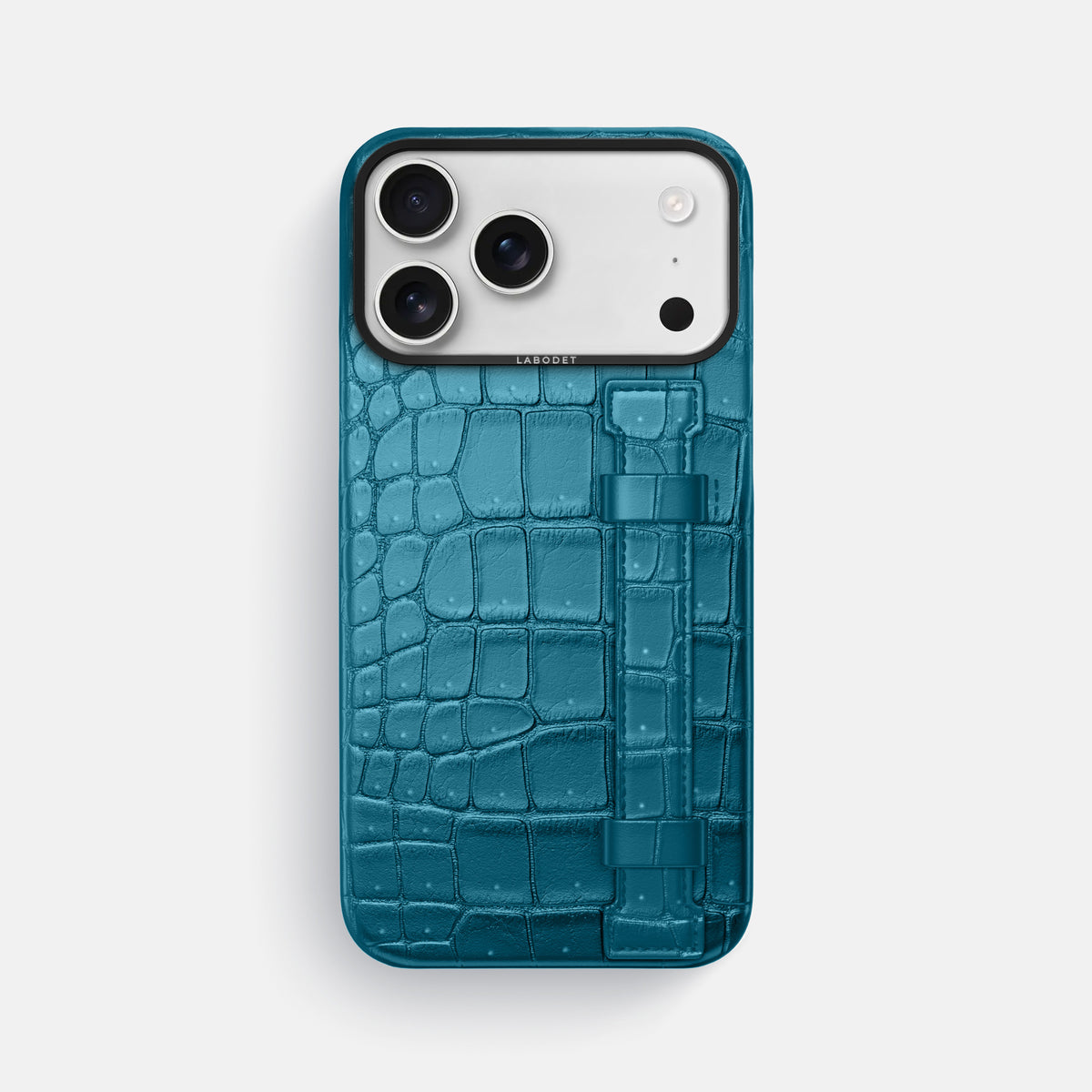Handle Case For iPhone 17 Pro Max In Porosus Crocodile -1 | Turquoise-Black