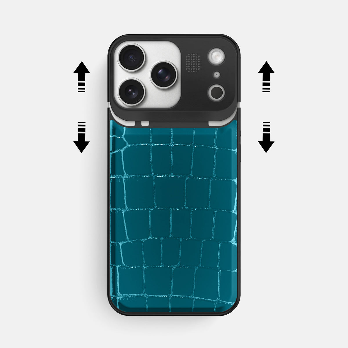Metal Case For iPhone 17 Pro Max In Shiny Alligator -2 | Curacao-Black