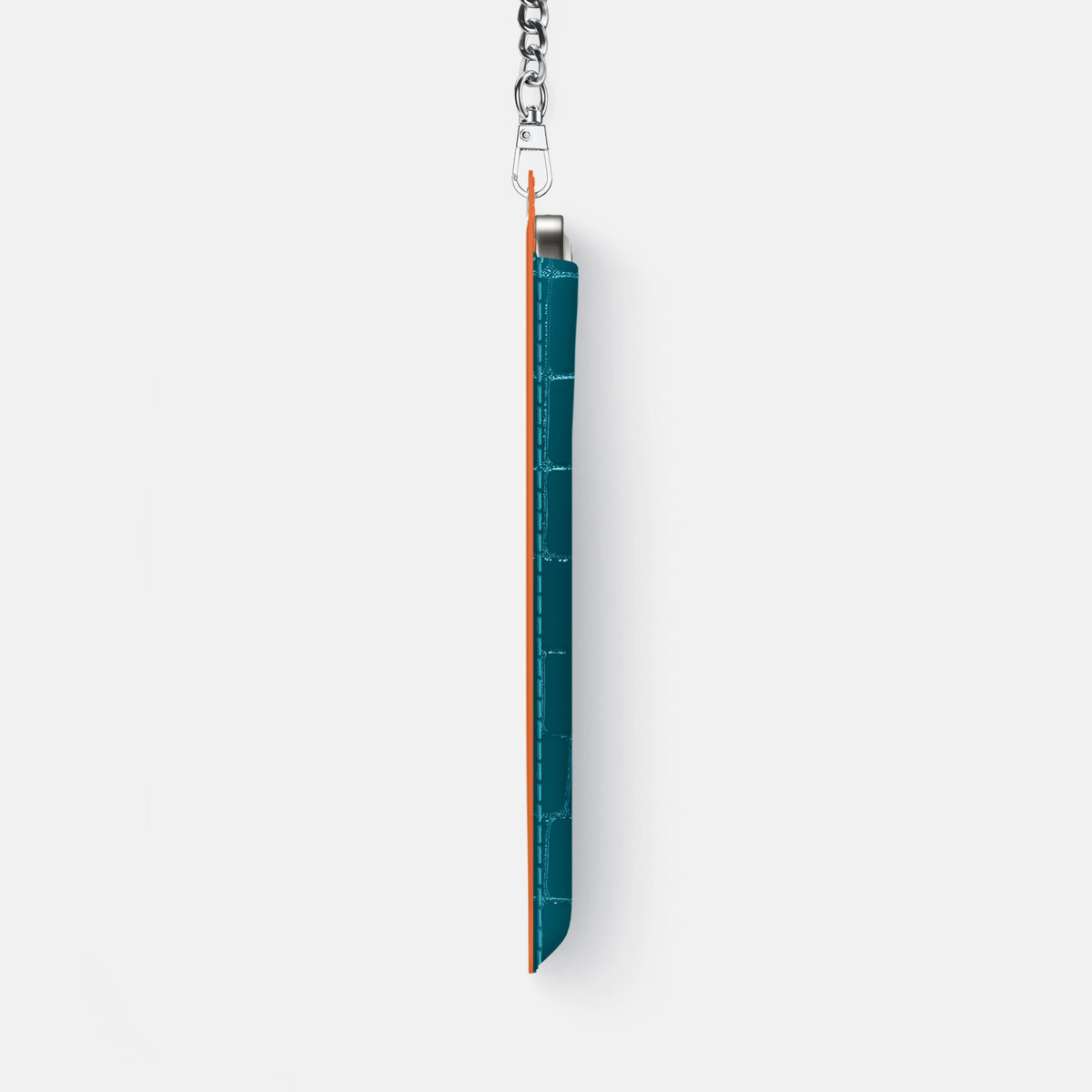 Crossbody Bag For iPhone 18 Pro Max In Shiny Alligator -4 | Curacao-Steel