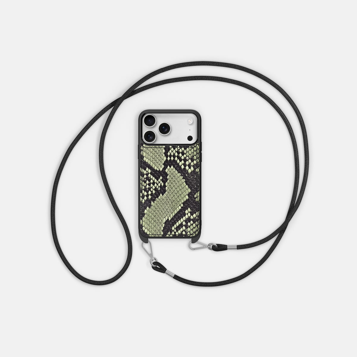 Crossbody Sport Case For iPhone 17 Pro In Deluxe Python -5 | Army-Green