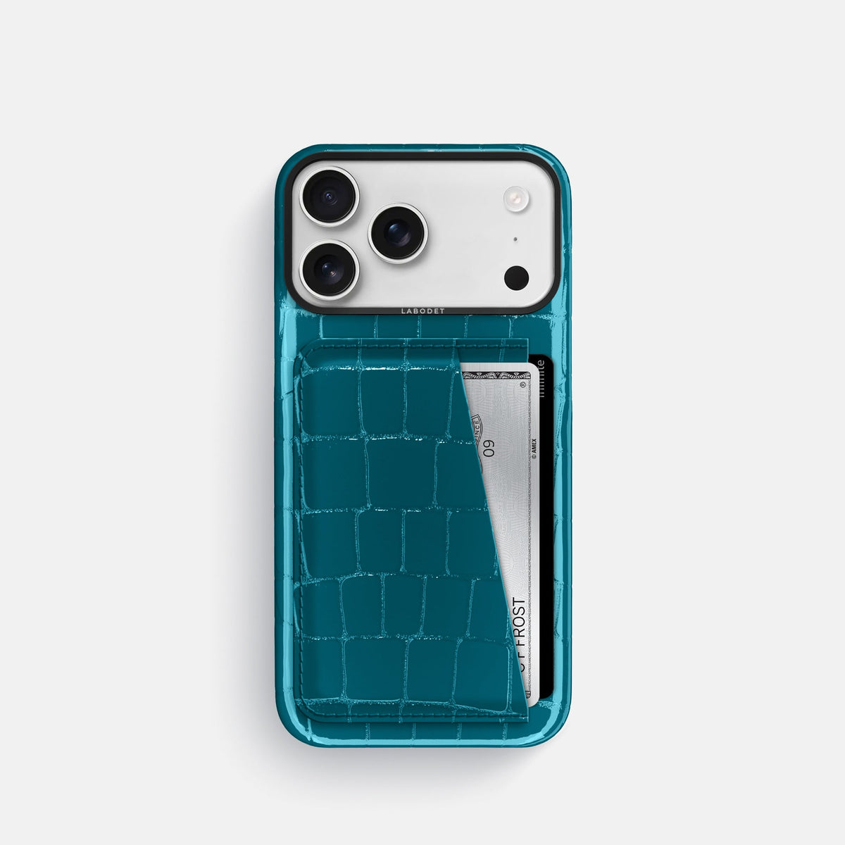 Double Card Case For iPhone 18 Pro In Shiny Alligator -1 | Curacao-Black