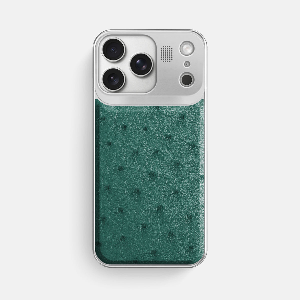 Metal Case For iPhone 17 Pro Max In Ostrich -1 | Forest-Green-Steel