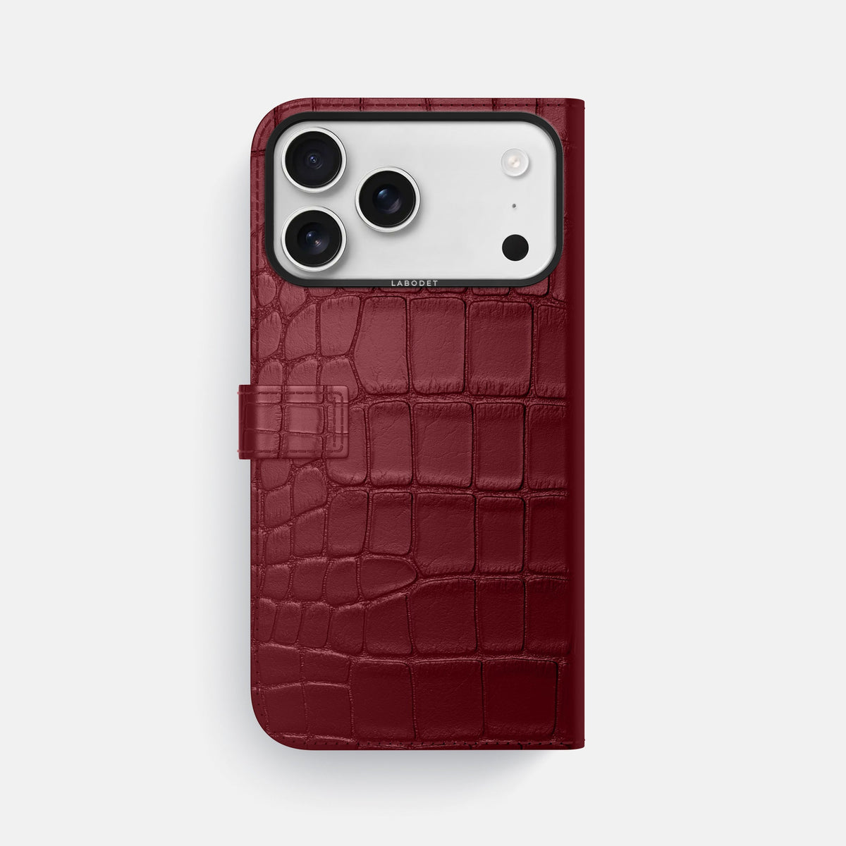 Folio Case with Clasp For iPhone 18 Pro Max In Alligator -3 | Burgundy-Black