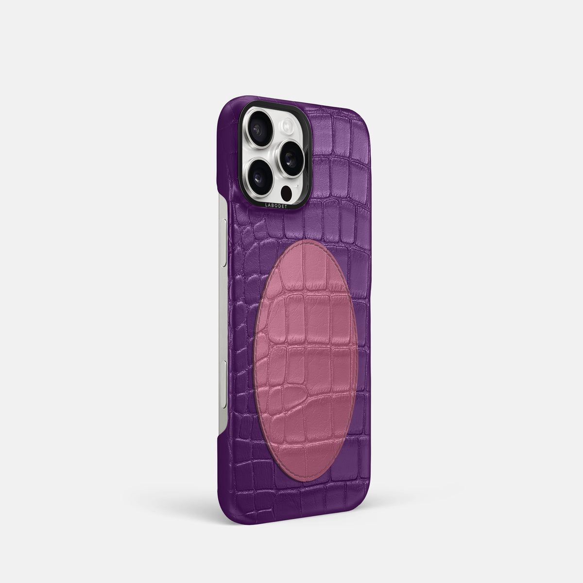 Classic Case With Oval For iPhone 16 Pro In Alligator -2 | Purple-Black