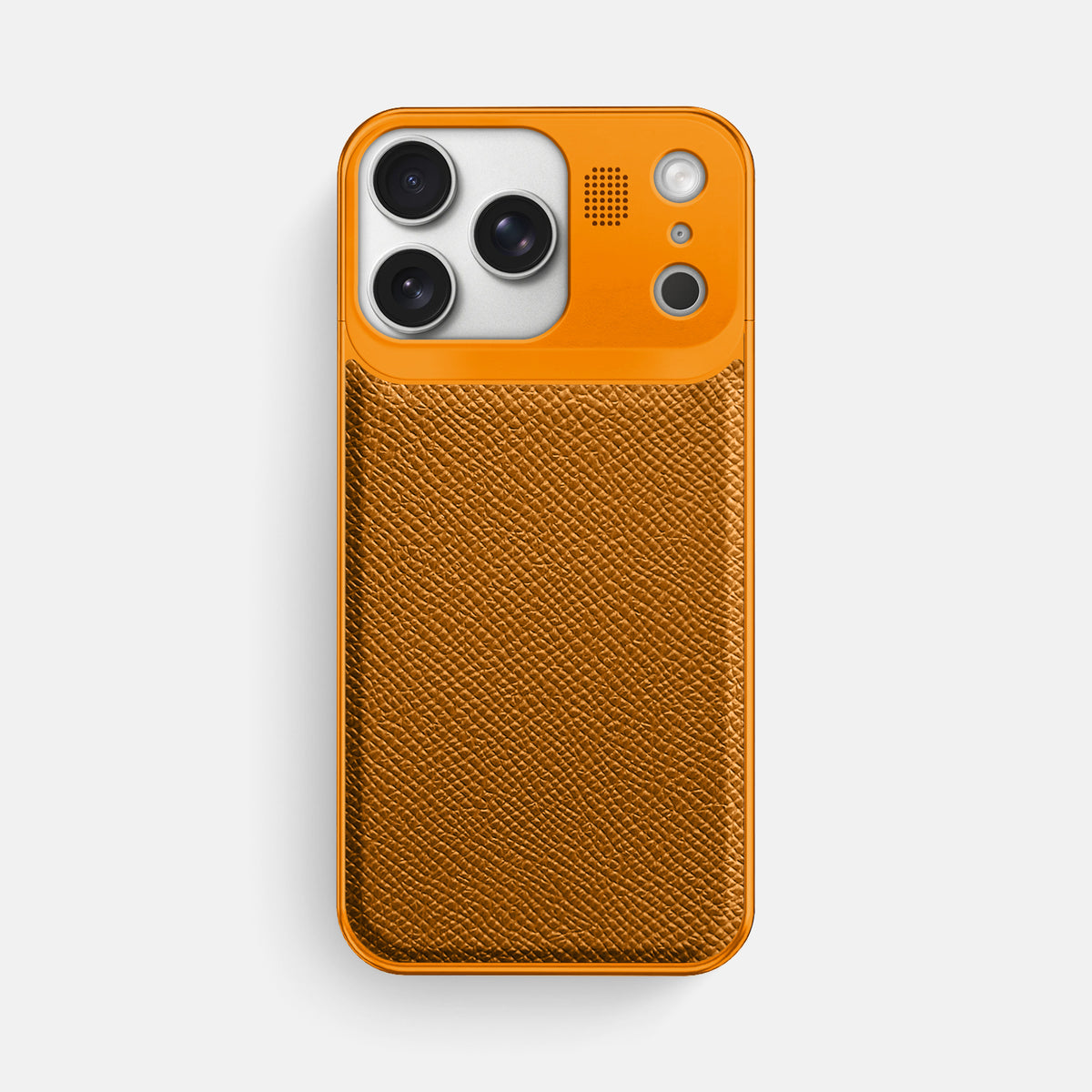 Metal Case For iPhone 17 Pro Max In Epsom-Style Calf -1 | Whiskey-Orange