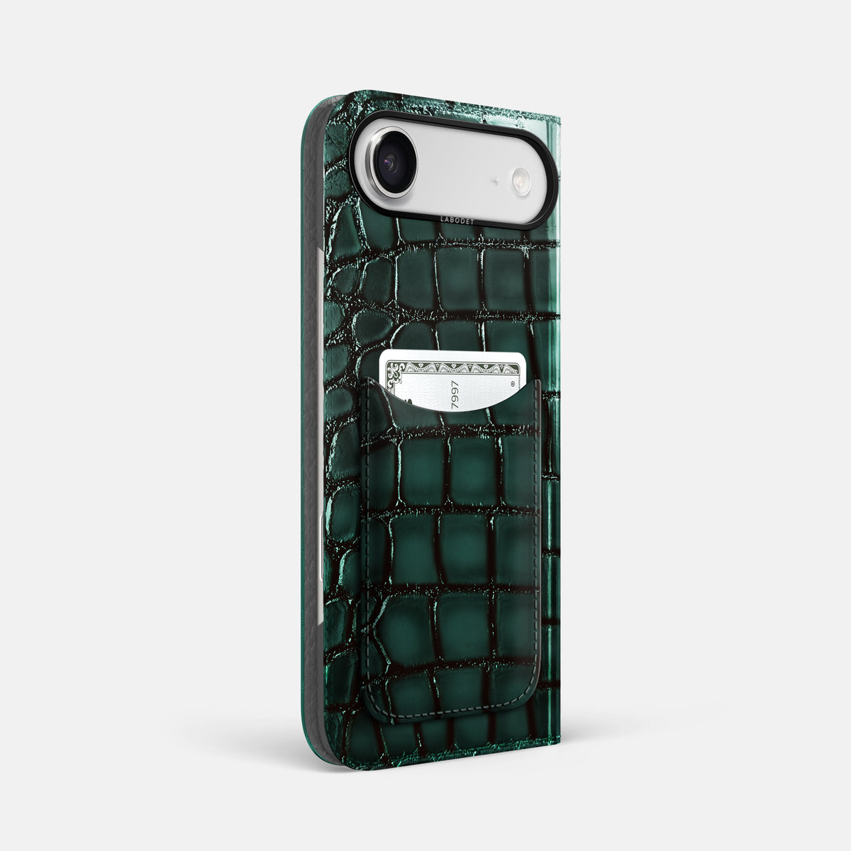 Folio Case with Card For iPhone 17 Air In Patina Alligator -1 | Green-Black