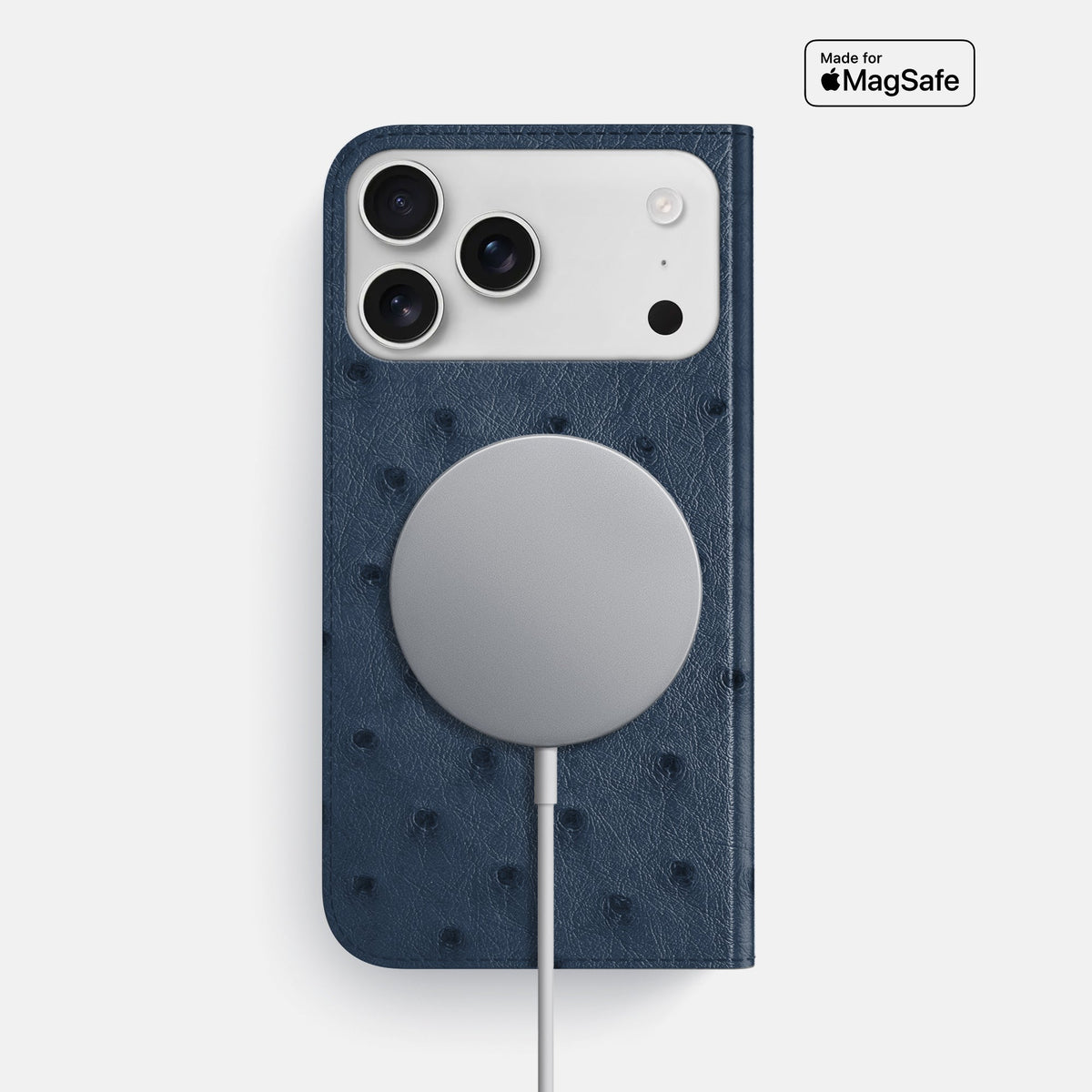 Folio Slim Case For iPhone 18 Pro Max In Ostrich -3 | Navy-Blue
