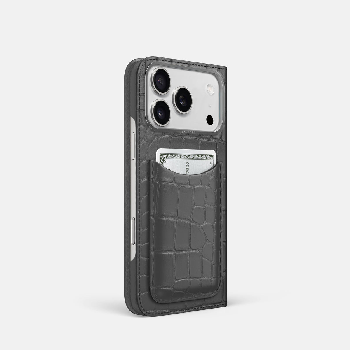 Folio Case with Card For iPhone 17 Pro In Alligator -1 | Grey-Steel