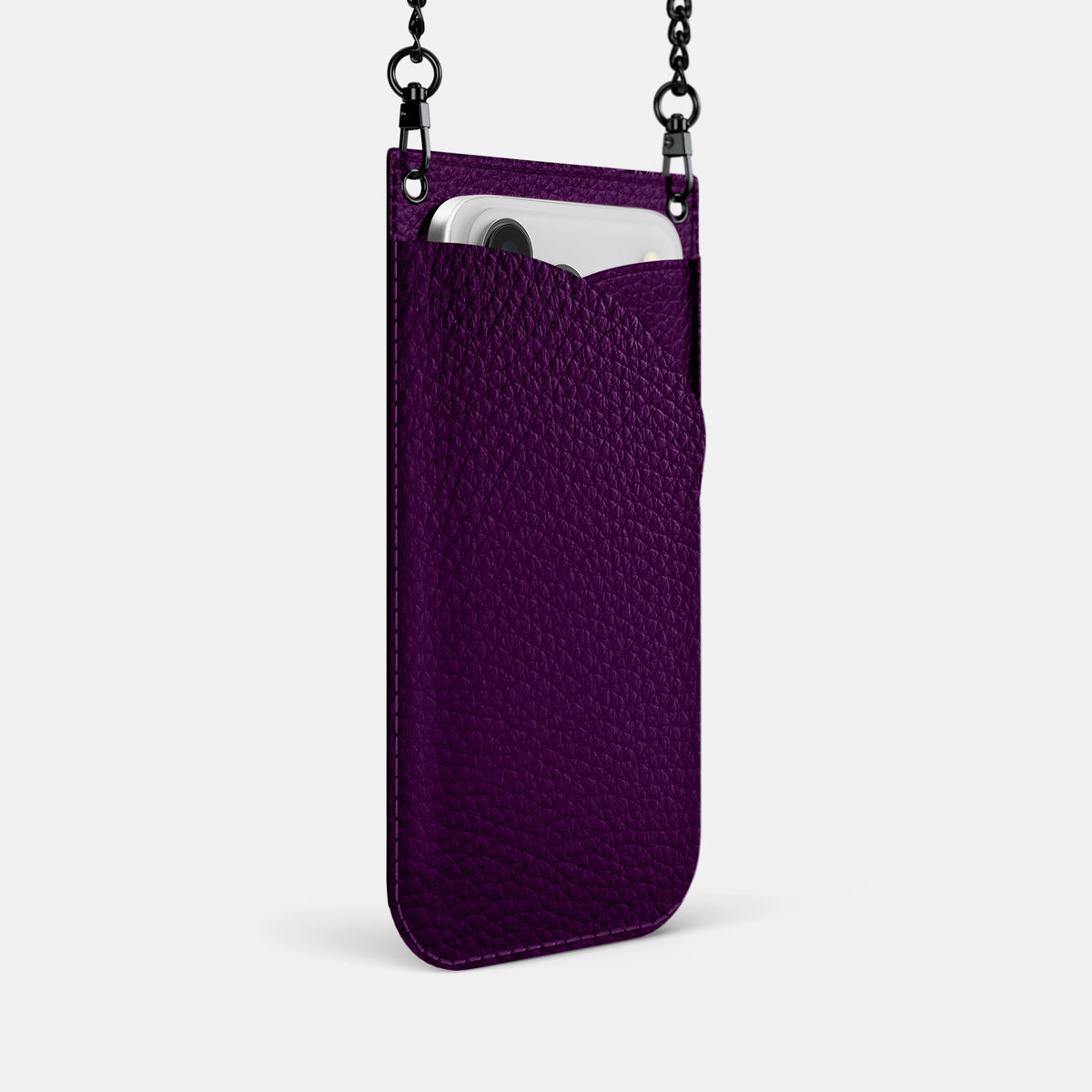 Crossbody Bag For iPhone 17 Pro In Calf -2 | Violet-Black