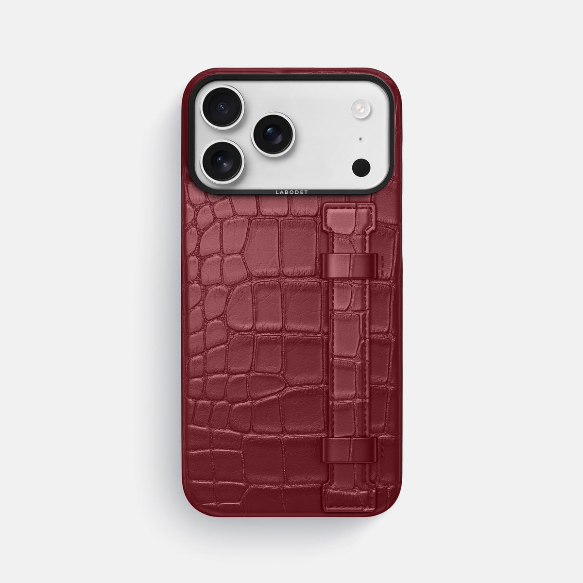 Handle Case For iPhone 17 Pro Max In Alligator -1 | Burgundy-Black