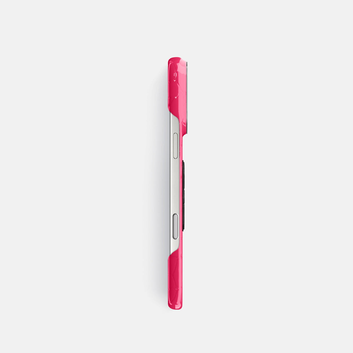 Classic Case With Titanium Skull For iPhone 18 Pro In Shiny Alligator -3 | Pink-Panther-Steel