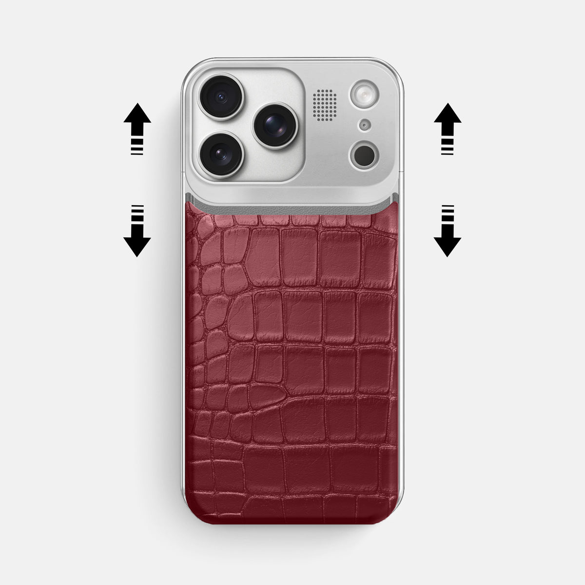 Metal Case For iPhone 17 Pro Max In Alligator -2 | Burgundy-Steel