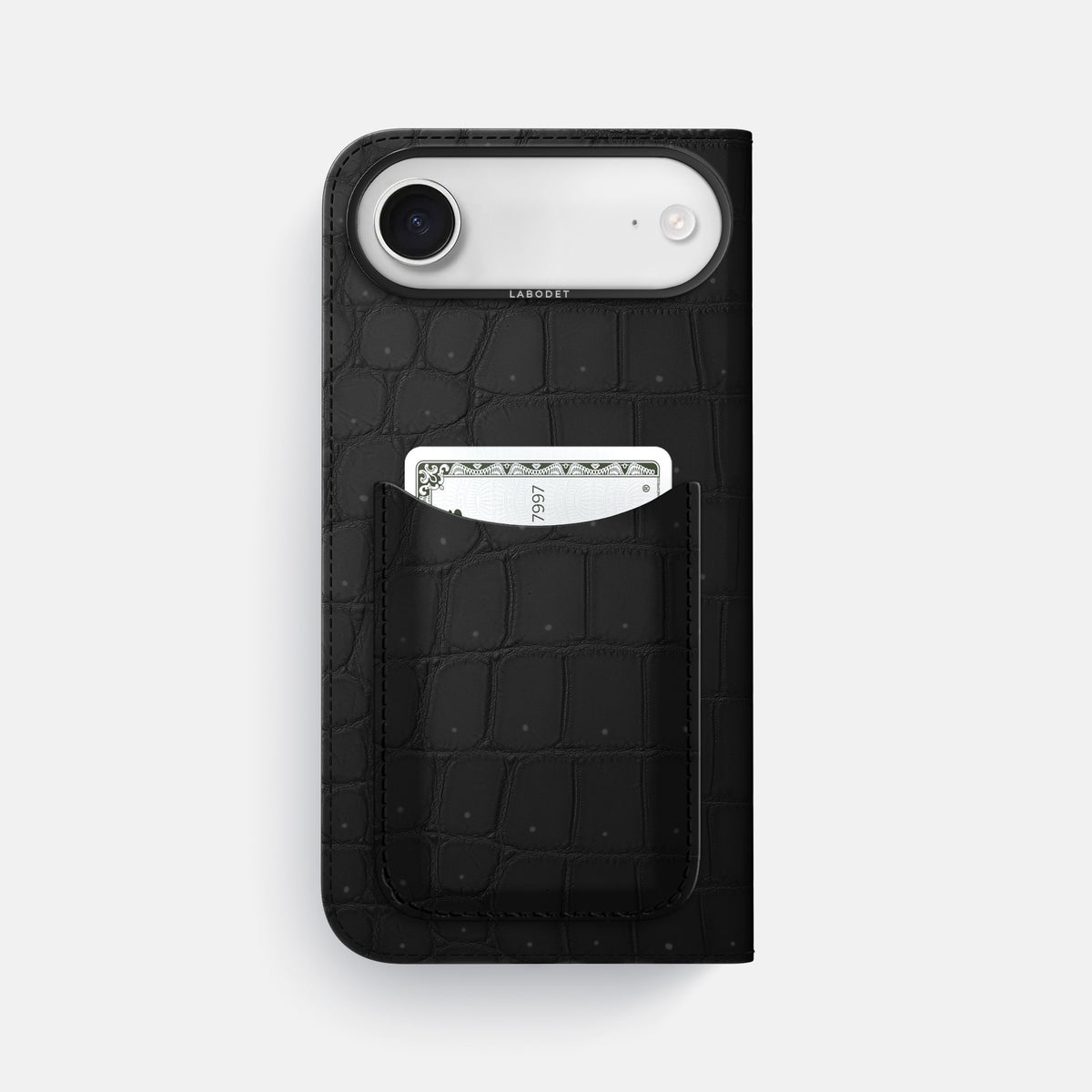 Folio Case with Card For iPhone 17 Air In Porosus Crocodile -3 | Black-Black