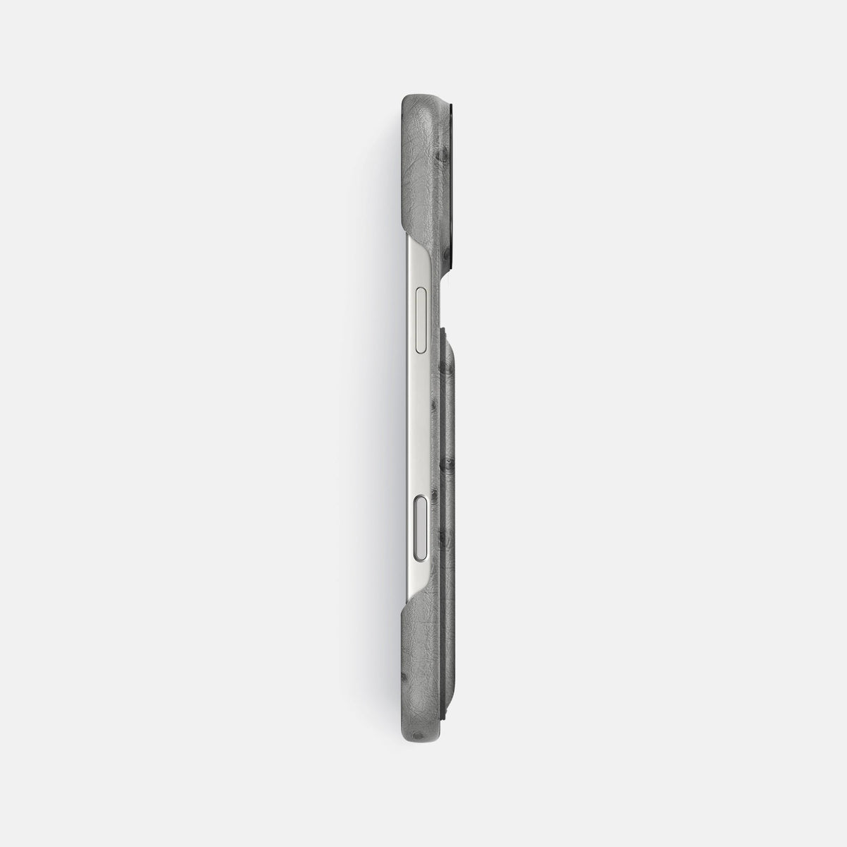 Double Card Case For iPhone 18 Pro Max In Ostrich -3 | Silver-Black