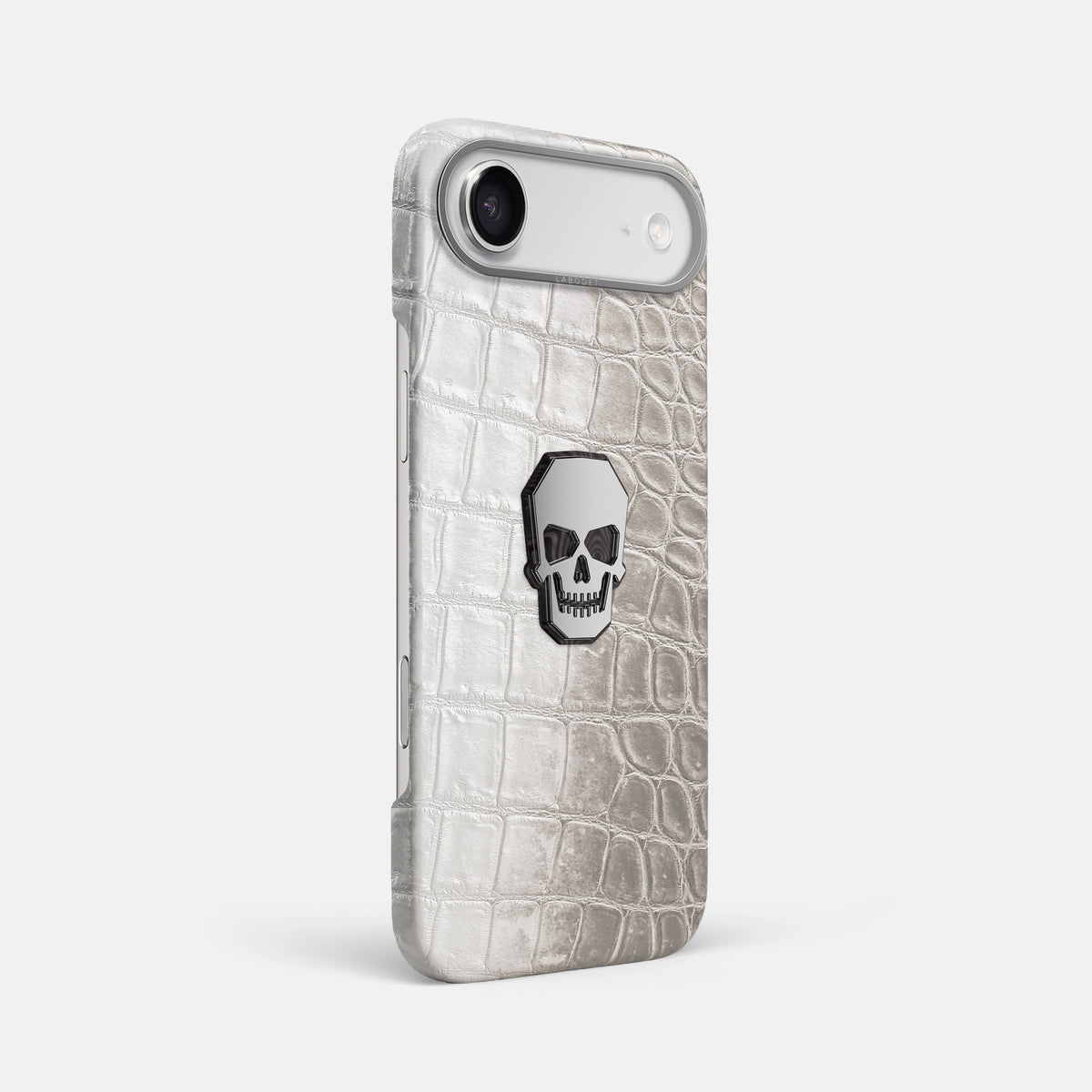 Classic Case With Titanium Skull For iPhone 17 Air In Himalayan Crocodile -2 | Grey-Steel