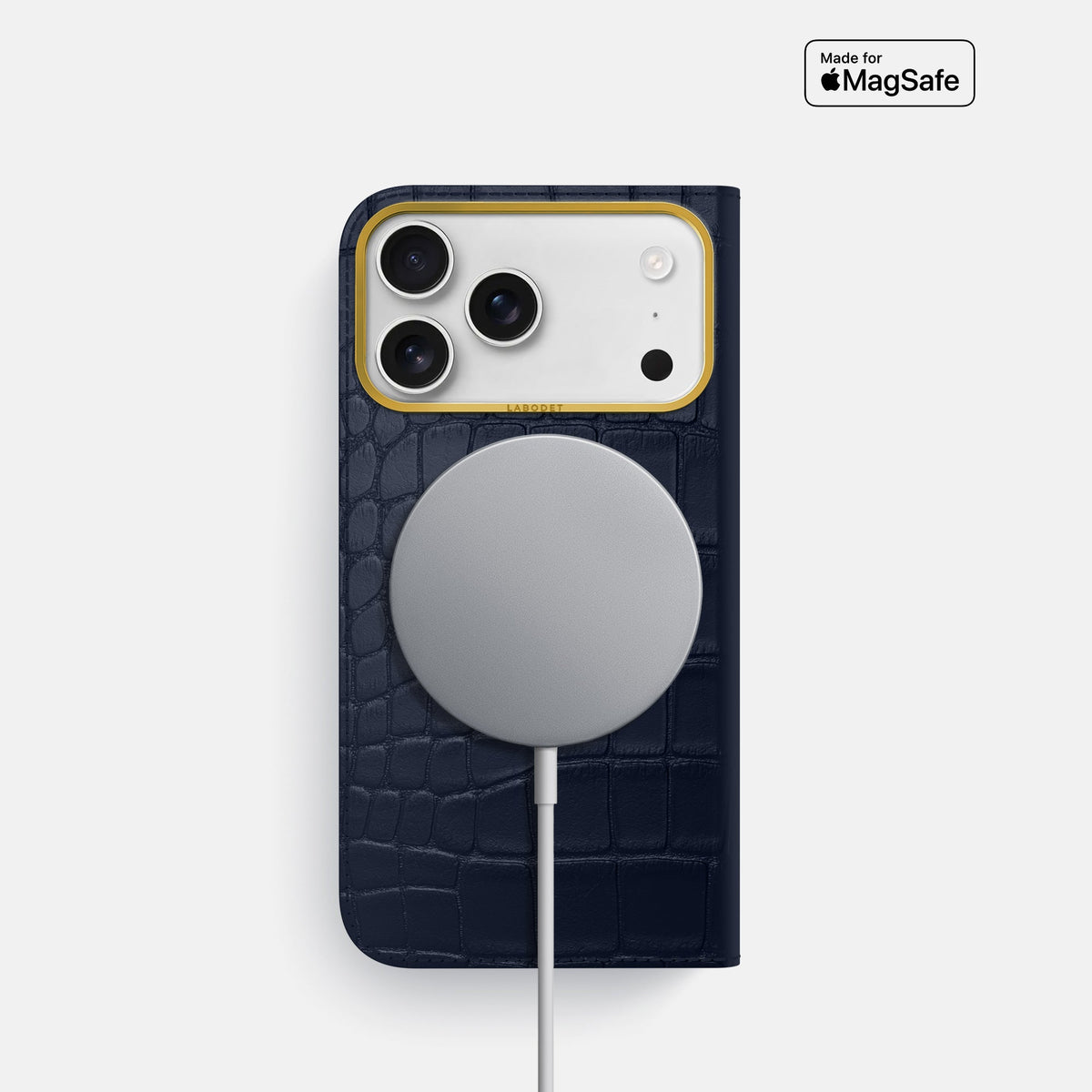 Folio Case For iPhone 18 Pro In Alligator -3 | Navy-Blue-Gold